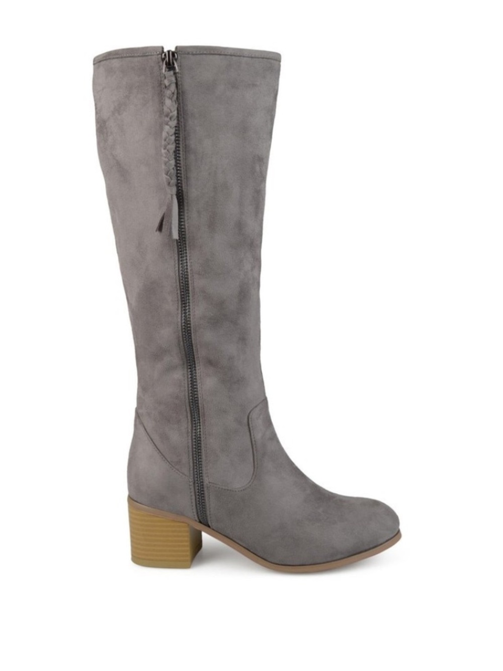 Journee Collection Women's Sanora Knee High Boots Grey Faux Suede Size 5.5 - Picture 5 of 8